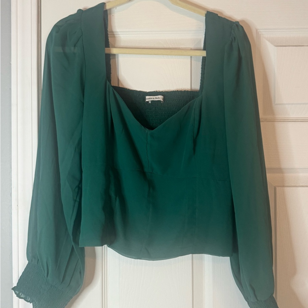 Abercrombie & Fitch Teal Blouse with Square Neckline